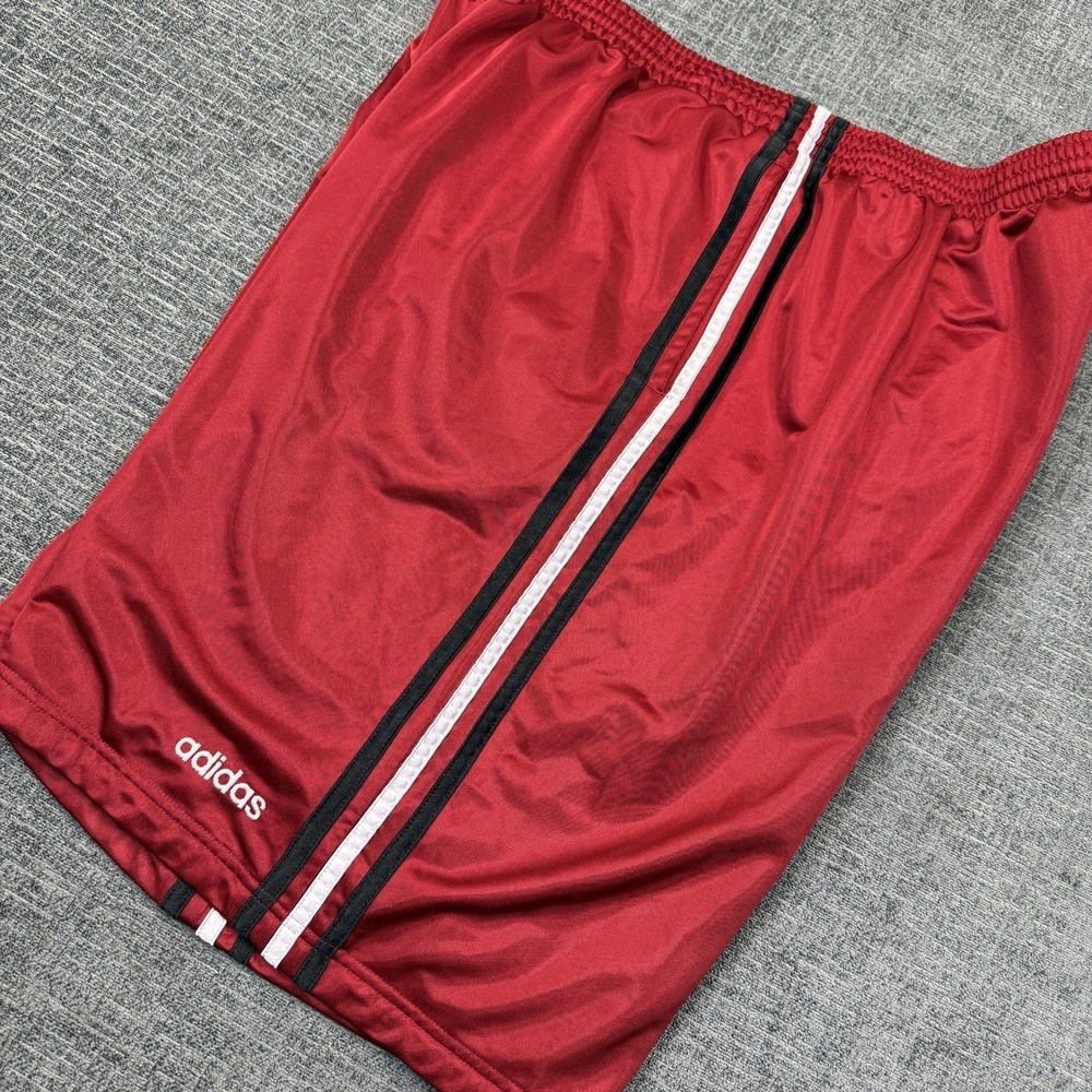 Y2K Adidas Dazzle Basketball Shorts Men's 2XL Red Shimmer Shiny Baggy 3 Stripes